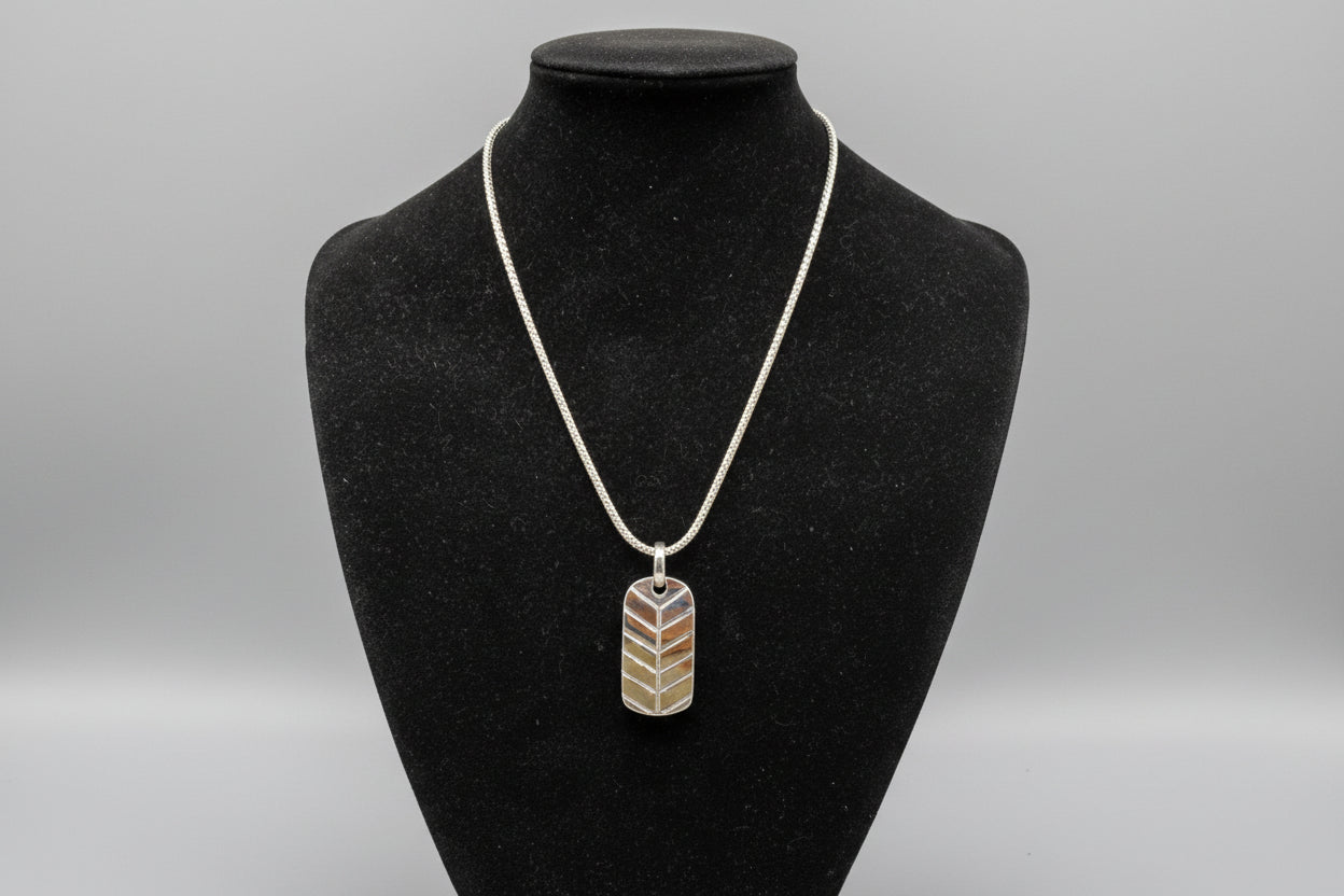 Pietersite Sterling Silver Dog Tag Pendant - Namibian Gemstone
