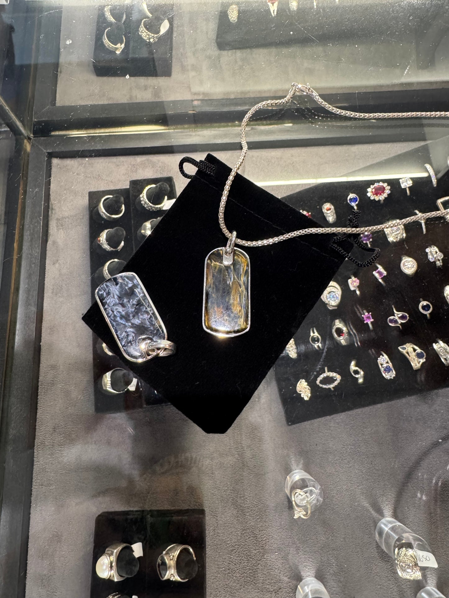 Pietersite Sterling Silver Dog Tag Pendant - Namibian Gemstone